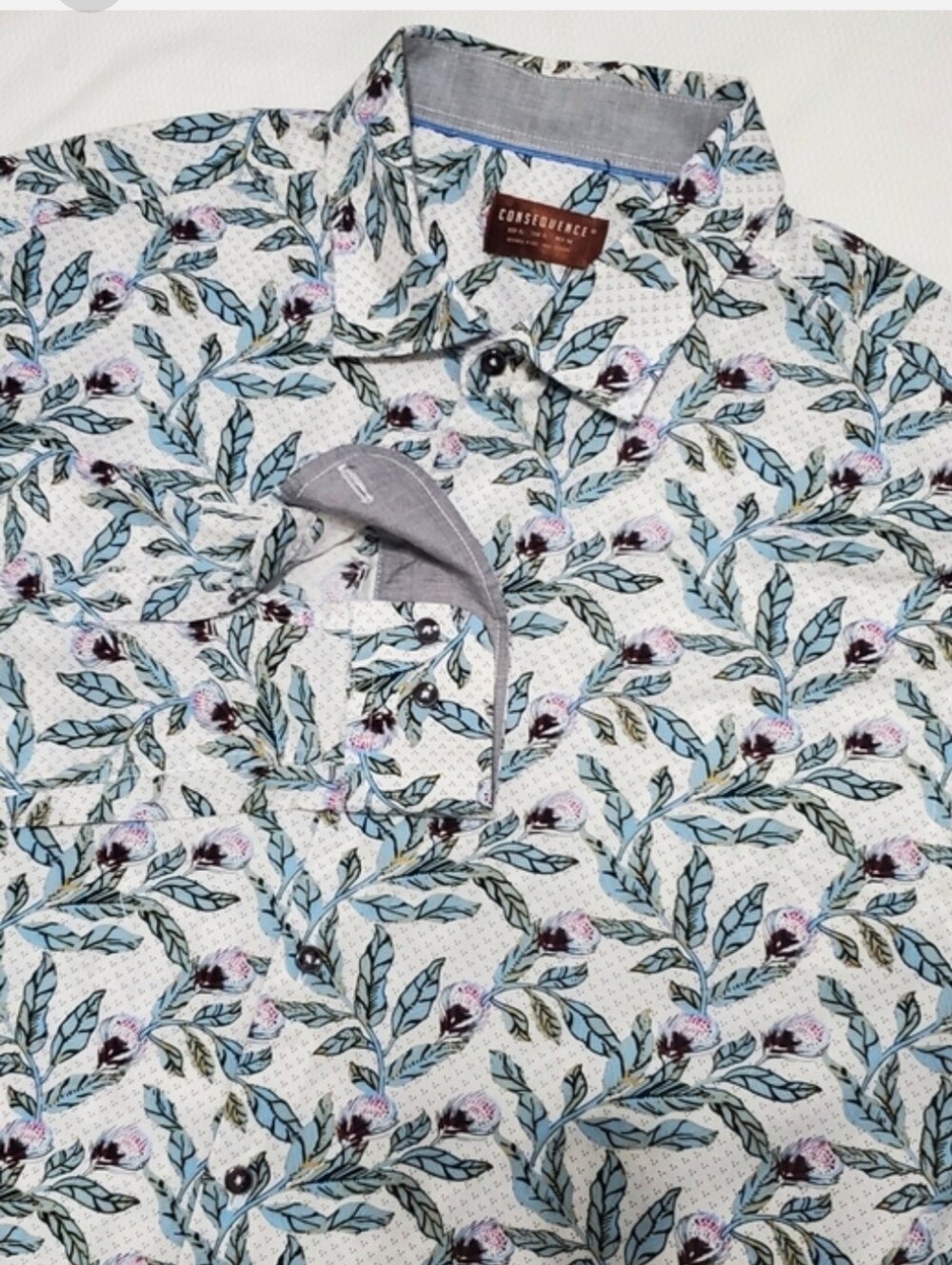Consequence Floral Print Long Sleeve Button Down Shirt Mens XL